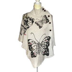 Anthropologie Moth Butterfly Ponch Alpaca Wool Blend Boho Fairy Asymmetric